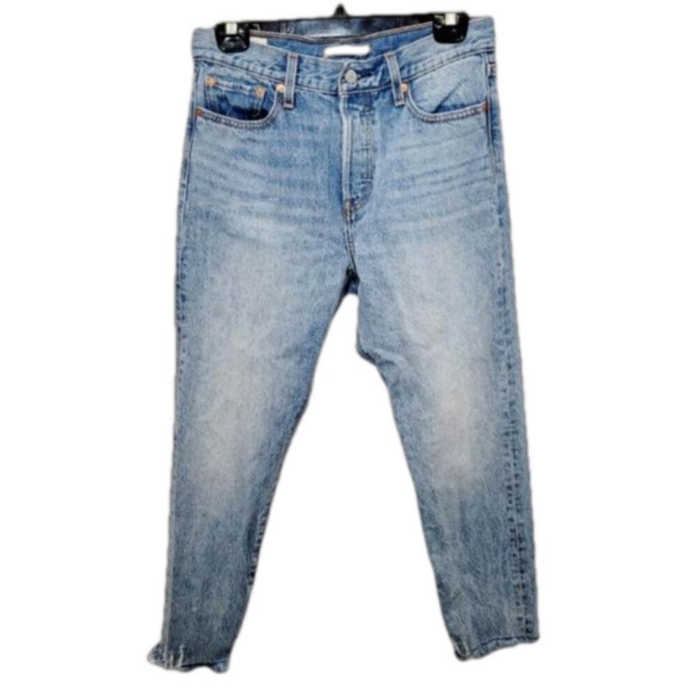 Levis wedgie straight leg raw hem high rise jeans